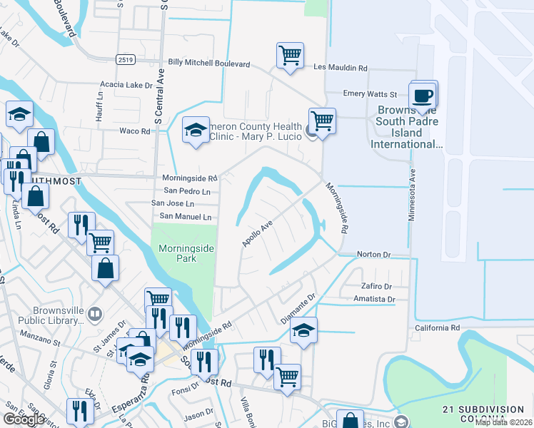 map of restaurants, bars, coffee shops, grocery stores, and more near 1502 Apollo Avenue in Brownsville