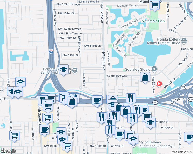 map of restaurants, bars, coffee shops, grocery stores, and more near 14178 Northwest 87th Court in Miami Lakes