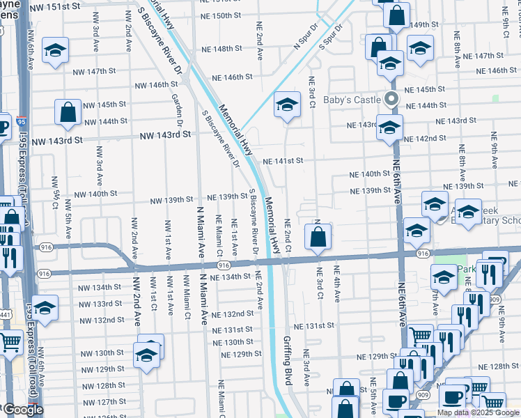 map of restaurants, bars, coffee shops, grocery stores, and more near 13830 South Biscayne River Road in Miami