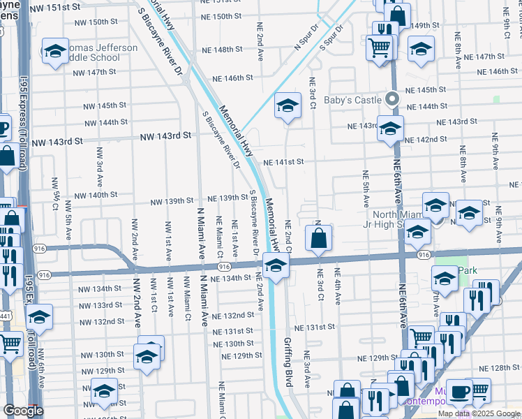 map of restaurants, bars, coffee shops, grocery stores, and more near 13830 South Biscayne River Road in Miami