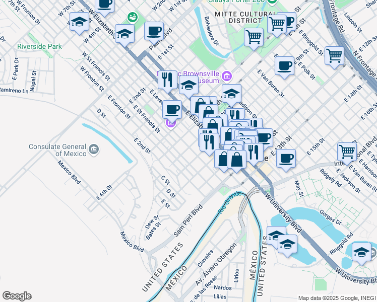 map of restaurants, bars, coffee shops, grocery stores, and more near 234 East 8th Street in Brownsville