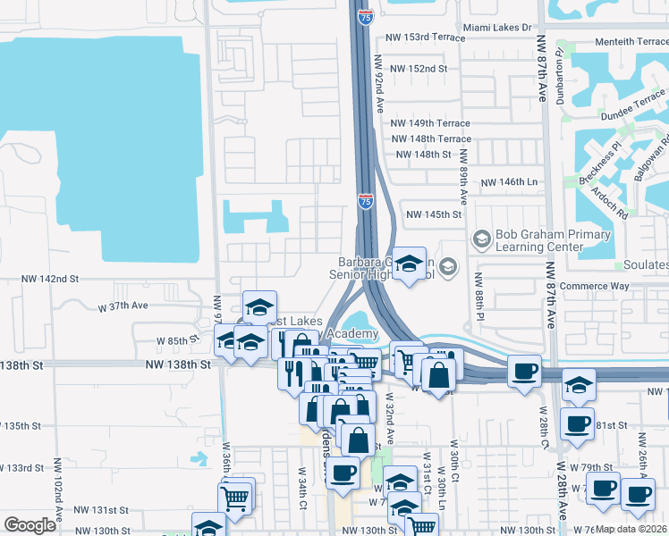 map of restaurants, bars, coffee shops, grocery stores, and more near 8830 West 33rd Avenue in Hialeah