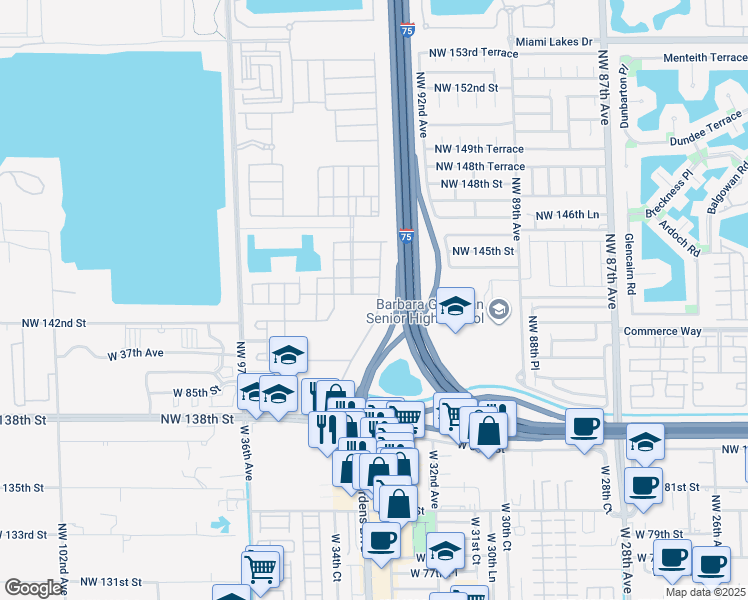 map of restaurants, bars, coffee shops, grocery stores, and more near 8915 West 33rd Avenue in Hialeah