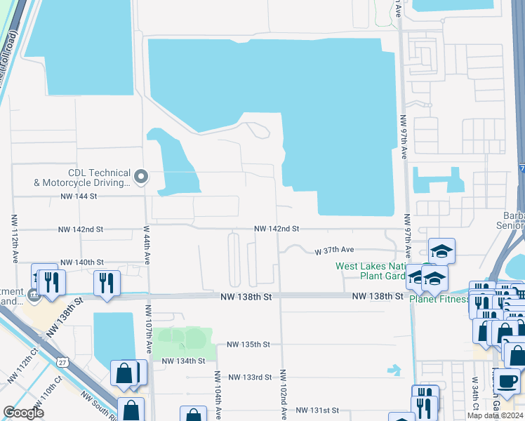 map of restaurants, bars, coffee shops, grocery stores, and more near 8870 West 40 Street in Hialeah