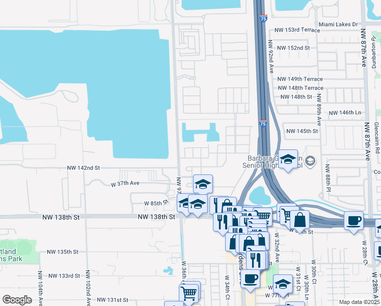 map of restaurants, bars, coffee shops, grocery stores, and more near 8902 West 35th Court in Hialeah
