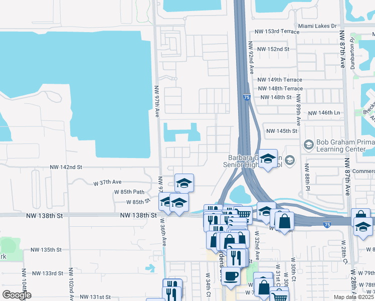 map of restaurants, bars, coffee shops, grocery stores, and more near 8920 West 35th Avenue in Hialeah