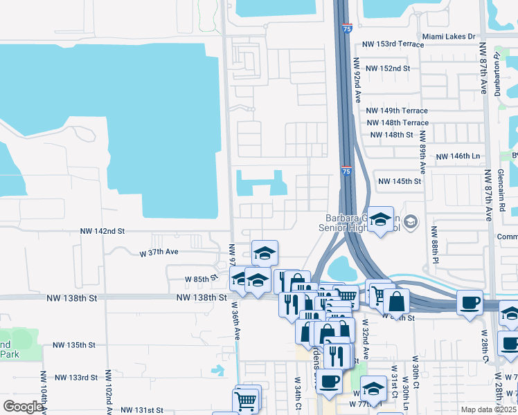 map of restaurants, bars, coffee shops, grocery stores, and more near 8902 West 35th Court in Hialeah