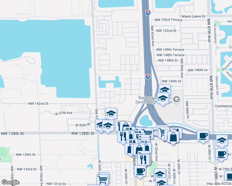 map of restaurants, bars, coffee shops, grocery stores, and more near 8923 West 35th Avenue in Hialeah