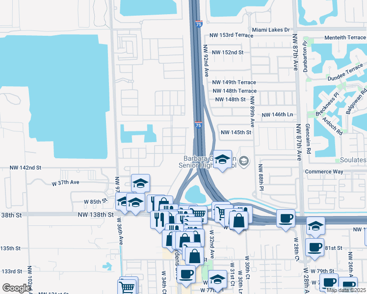 map of restaurants, bars, coffee shops, grocery stores, and more near 8915 West 33rd Avenue in Hialeah