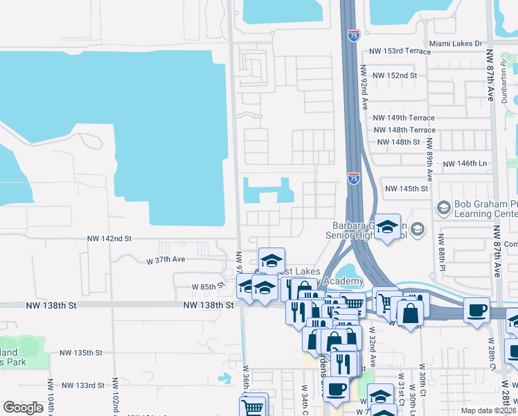 map of restaurants, bars, coffee shops, grocery stores, and more near 8902 West 35th Court in Hialeah