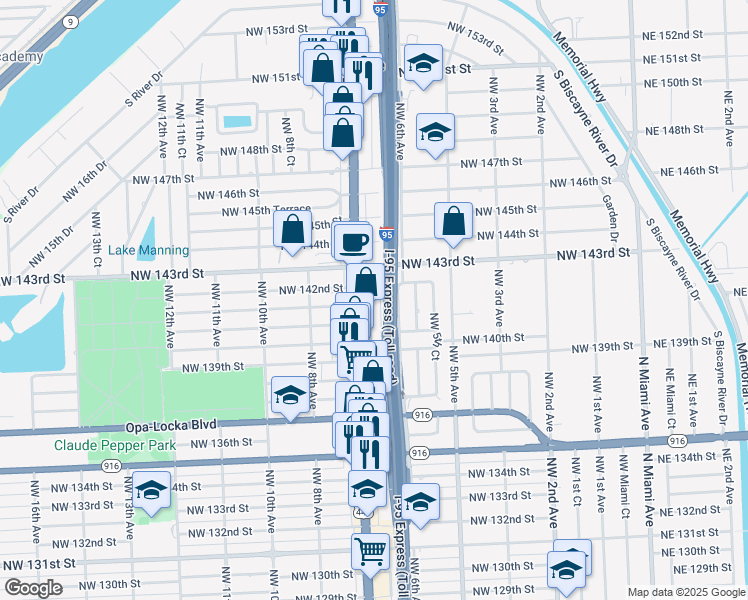 map of restaurants, bars, coffee shops, grocery stores, and more near in Golden Glades
