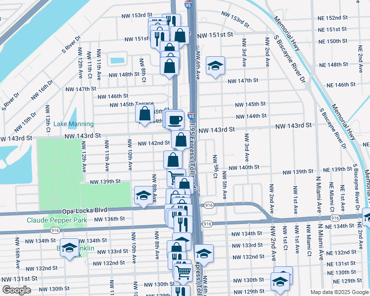 map of restaurants, bars, coffee shops, grocery stores, and more near in Golden Glades