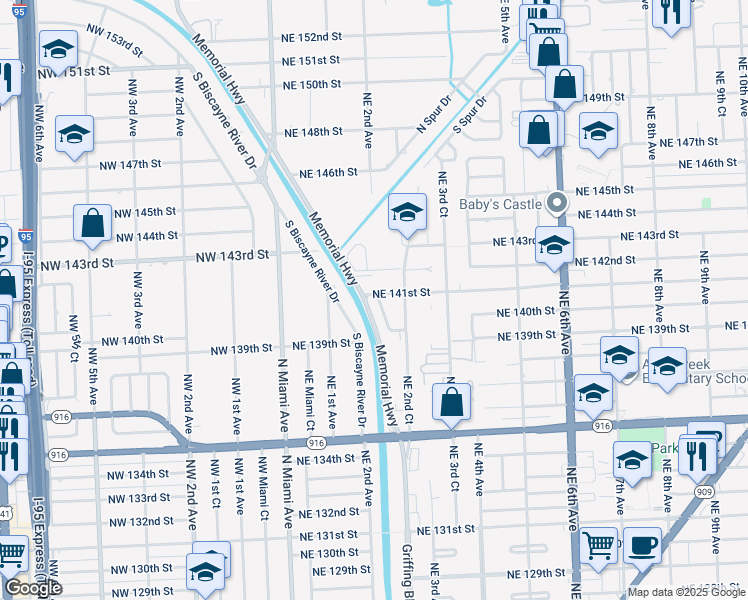 map of restaurants, bars, coffee shops, grocery stores, and more near 14082 Northeast 2nd Avenue in Miami