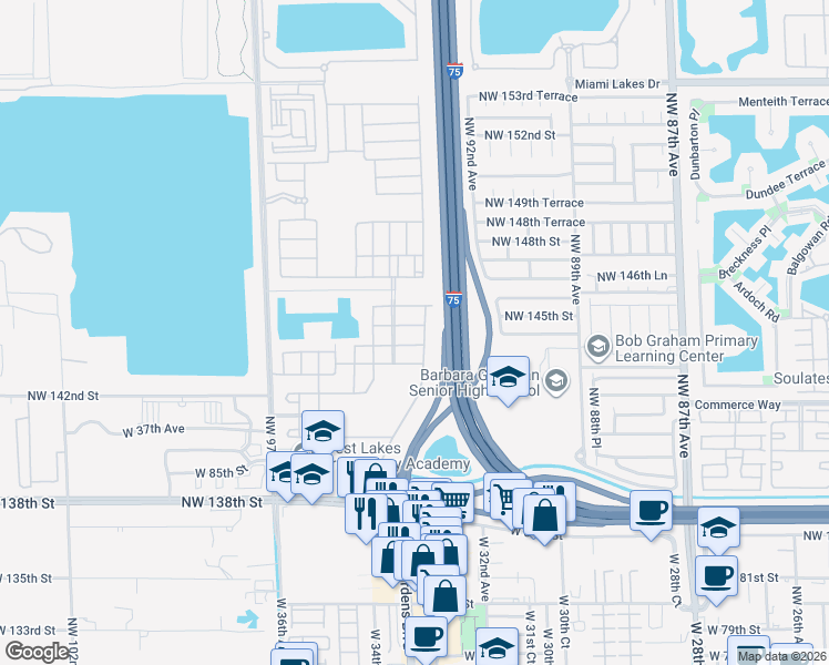 map of restaurants, bars, coffee shops, grocery stores, and more near 9065 West 33rd Avenue in Hialeah