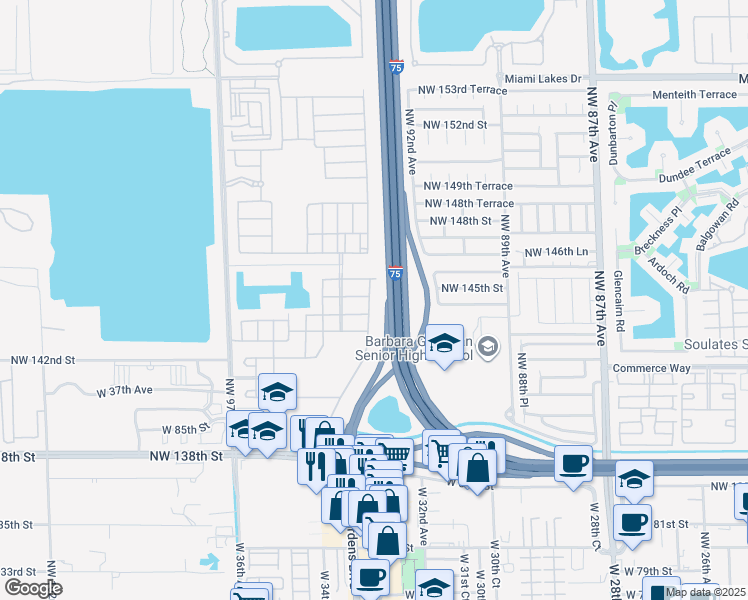 map of restaurants, bars, coffee shops, grocery stores, and more near 9065 West 33rd Avenue in Hialeah