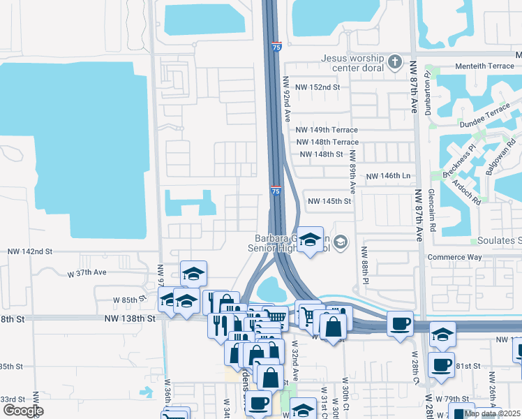 map of restaurants, bars, coffee shops, grocery stores, and more near 9065 West 33rd Avenue in Hialeah