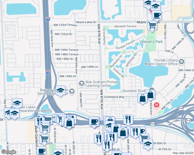 map of restaurants, bars, coffee shops, grocery stores, and more near 14462 Northwest 87th Court in Hialeah