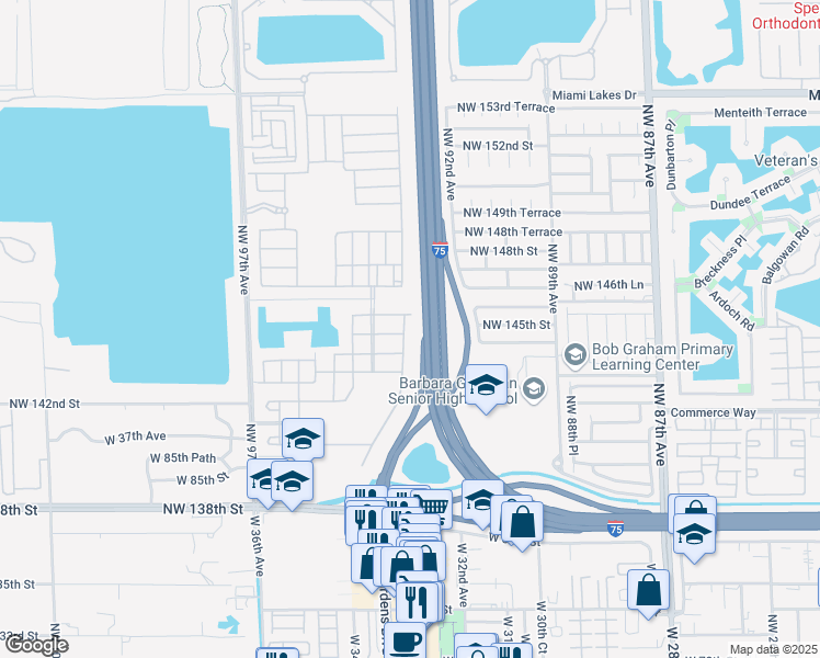 map of restaurants, bars, coffee shops, grocery stores, and more near 9065 West 33rd Avenue in Hialeah