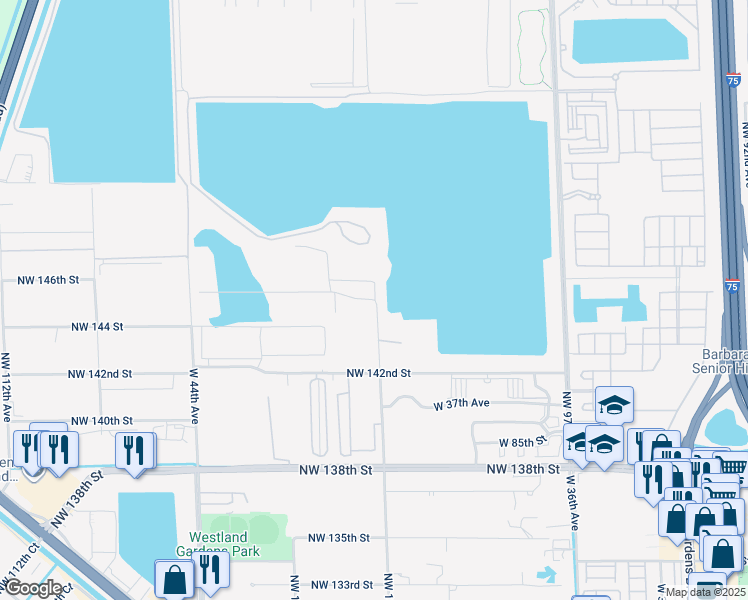 map of restaurants, bars, coffee shops, grocery stores, and more near Northwest 102nd Avenue in Hialeah