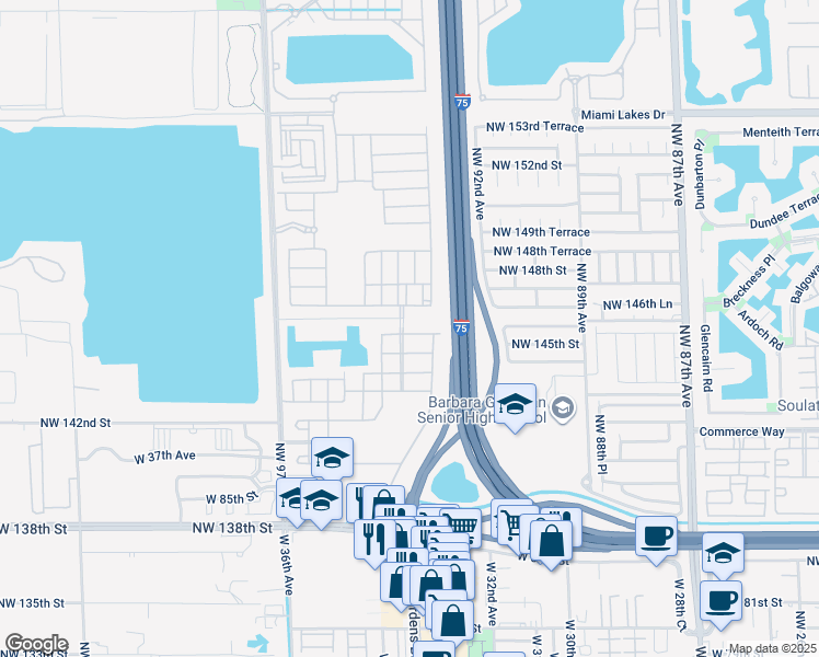 map of restaurants, bars, coffee shops, grocery stores, and more near 3375 West 90th Terrace in Hialeah