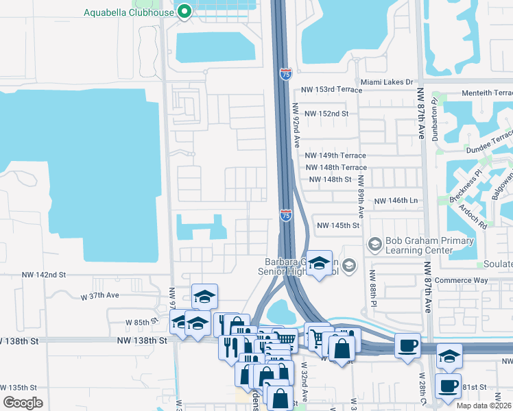 map of restaurants, bars, coffee shops, grocery stores, and more near 3340 West 92nd Place in Hialeah