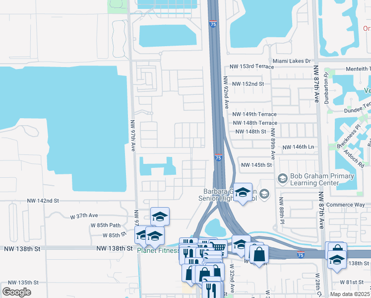 map of restaurants, bars, coffee shops, grocery stores, and more near 3360 West 92nd Place in Hialeah