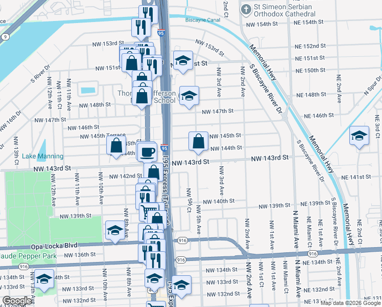 map of restaurants, bars, coffee shops, grocery stores, and more near in Golden Glades