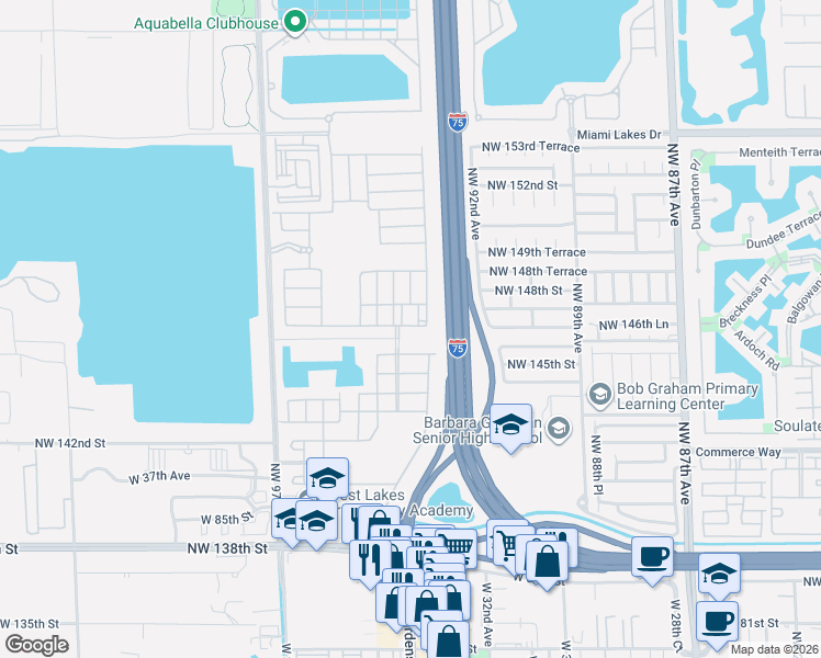 map of restaurants, bars, coffee shops, grocery stores, and more near 3340 West 92nd Place in Hialeah