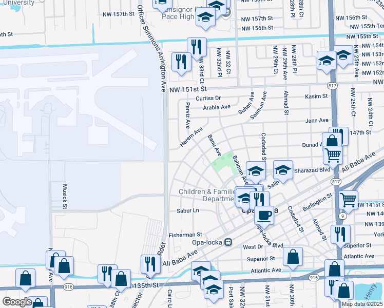map of restaurants, bars, coffee shops, grocery stores, and more near 640 Jann Avenue in Opa-locka