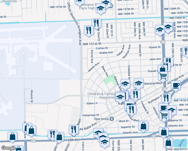 map of restaurants, bars, coffee shops, grocery stores, and more near 640 Jann Avenue in Opa-locka