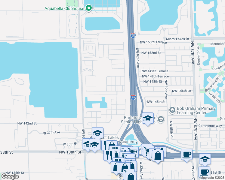 map of restaurants, bars, coffee shops, grocery stores, and more near 3340 West 92nd Place in Hialeah