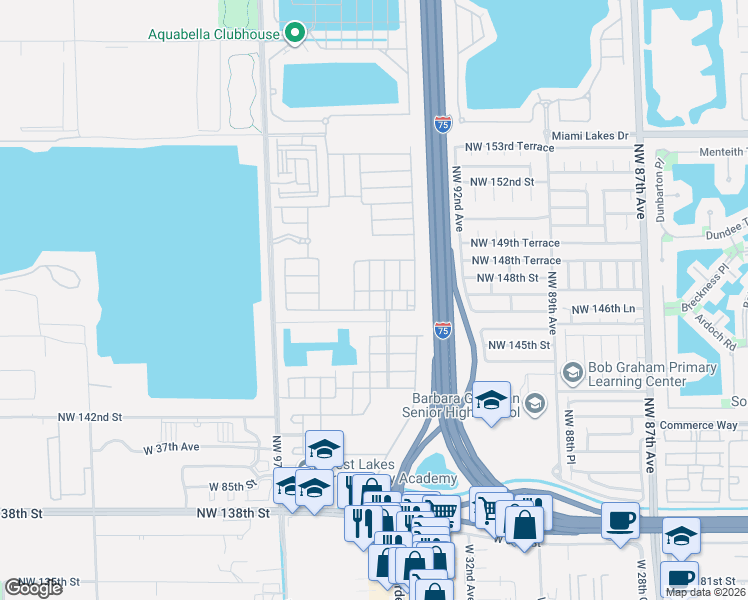 map of restaurants, bars, coffee shops, grocery stores, and more near 3340 West 92nd Place in Hialeah