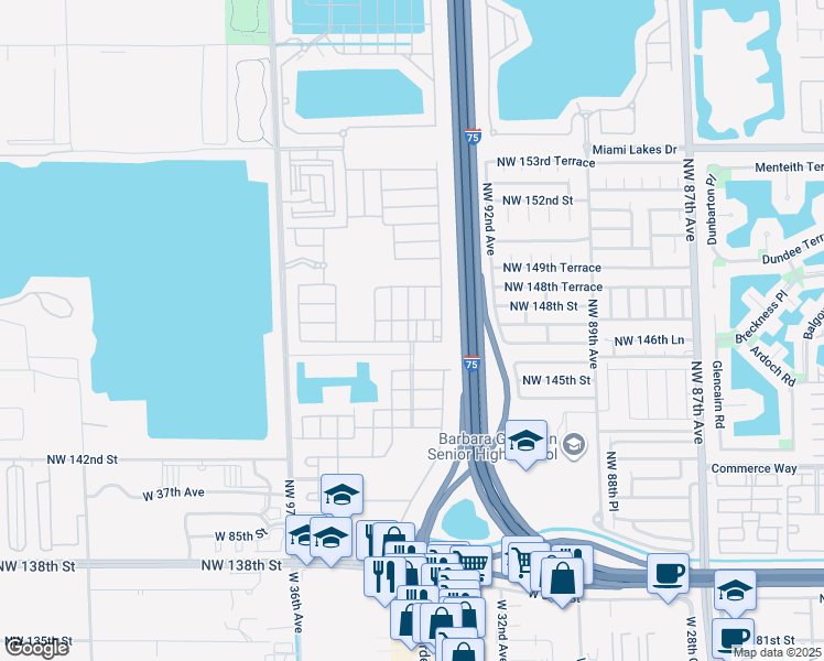 map of restaurants, bars, coffee shops, grocery stores, and more near 3340 West 92nd Place in Hialeah