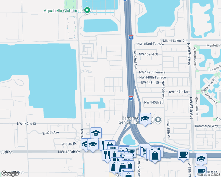 map of restaurants, bars, coffee shops, grocery stores, and more near 3340 West 92nd Place in Hialeah