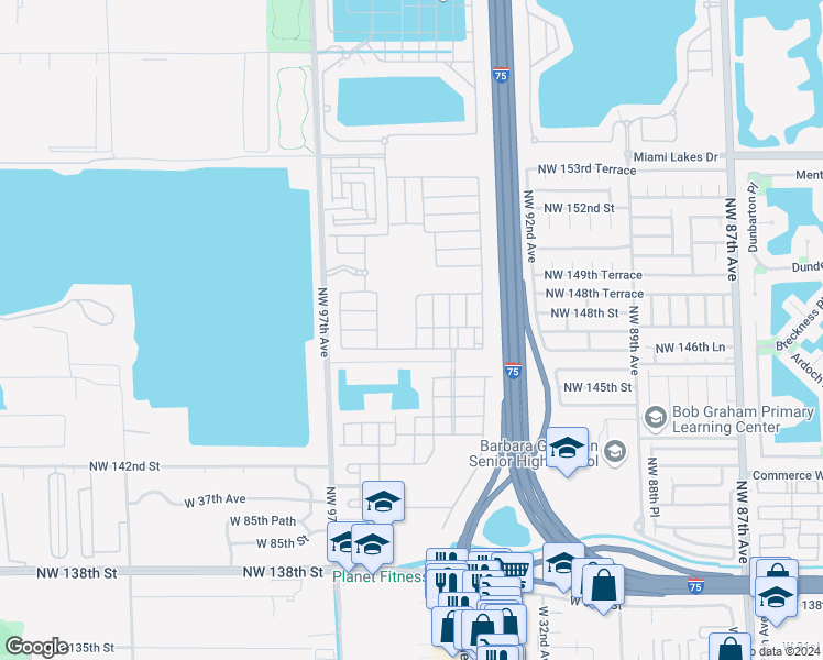 map of restaurants, bars, coffee shops, grocery stores, and more near 9282 West 34th Court in Hialeah
