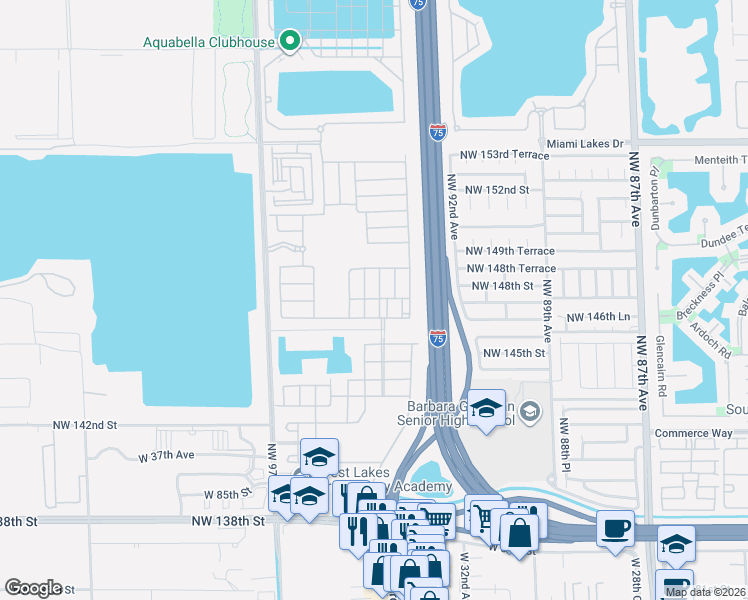 map of restaurants, bars, coffee shops, grocery stores, and more near 3340 West 92nd Place in Hialeah