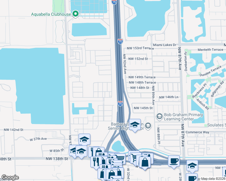 map of restaurants, bars, coffee shops, grocery stores, and more near 9383 West 32nd Lane in Hialeah