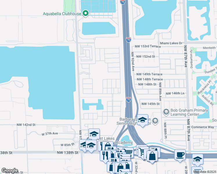 map of restaurants, bars, coffee shops, grocery stores, and more near 9362 West 33rd Lane in Hialeah