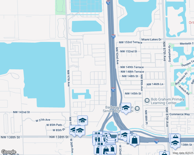 map of restaurants, bars, coffee shops, grocery stores, and more near 9356 West 33rd Lane in Hialeah