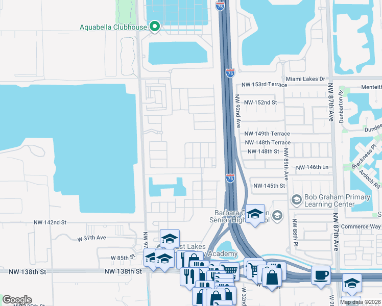 map of restaurants, bars, coffee shops, grocery stores, and more near 9370 West 34th Court in Hialeah