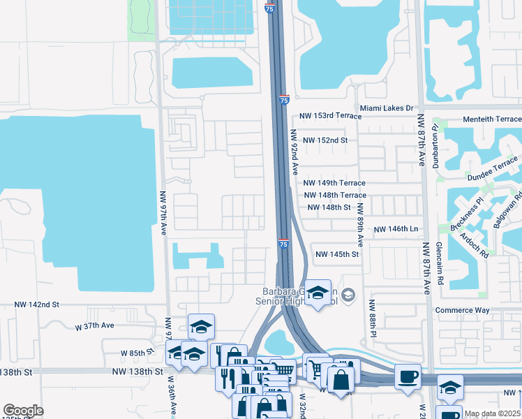 map of restaurants, bars, coffee shops, grocery stores, and more near 9379 West 32nd Lane in Hialeah