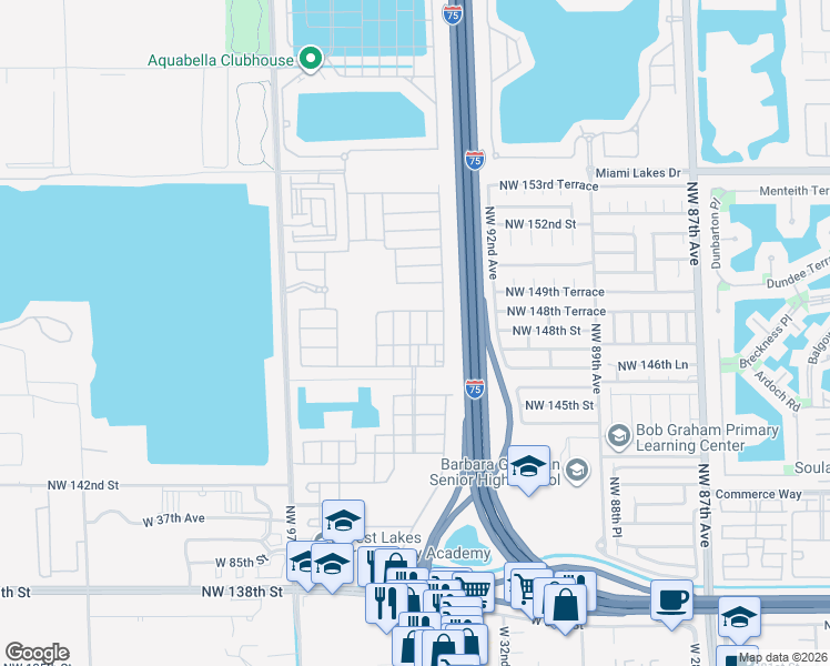 map of restaurants, bars, coffee shops, grocery stores, and more near 9362 West 33rd Lane in Hialeah