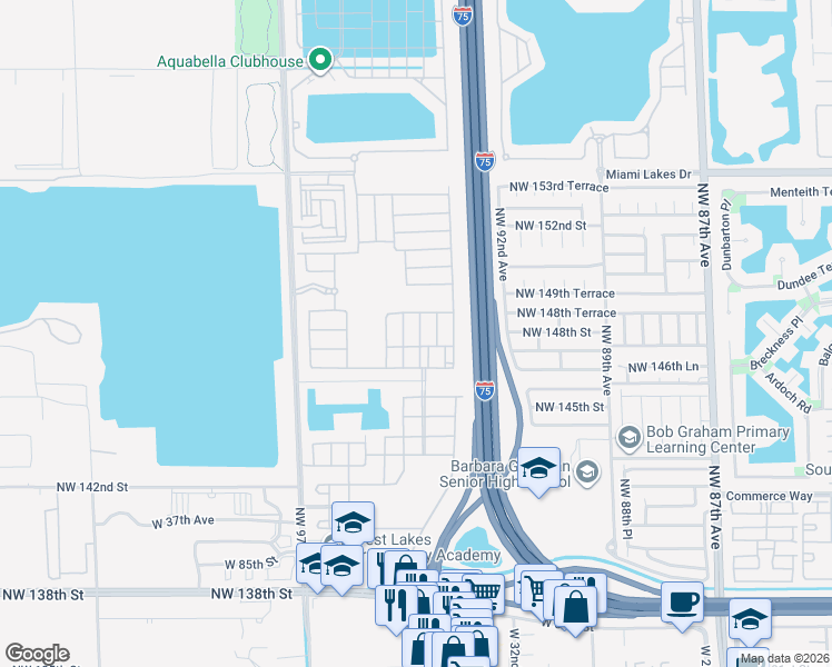 map of restaurants, bars, coffee shops, grocery stores, and more near 9362 West 33rd Lane in Hialeah