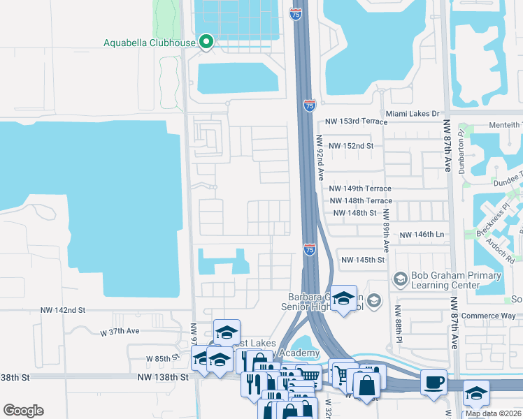 map of restaurants, bars, coffee shops, grocery stores, and more near 9362 West 33rd Lane in Hialeah