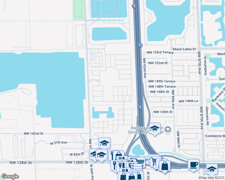 map of restaurants, bars, coffee shops, grocery stores, and more near 9370 West 34th Court in Hialeah