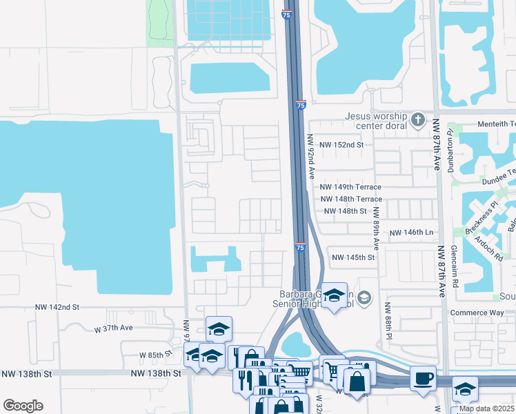 map of restaurants, bars, coffee shops, grocery stores, and more near 9362 West 33rd Lane in Hialeah