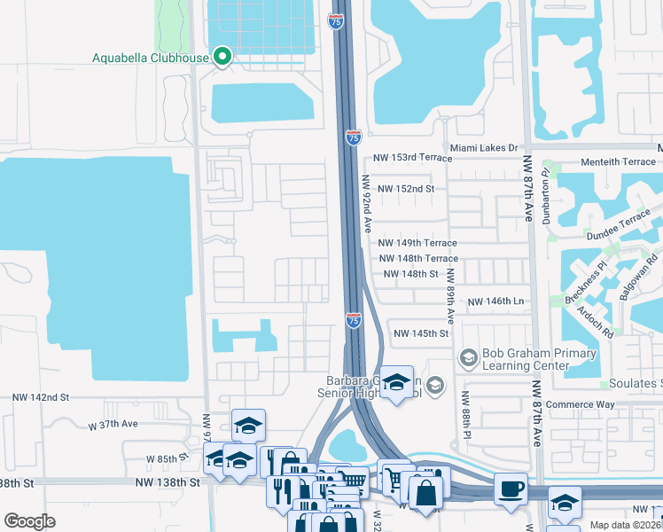 map of restaurants, bars, coffee shops, grocery stores, and more near 9383 West 32nd Lane in Hialeah