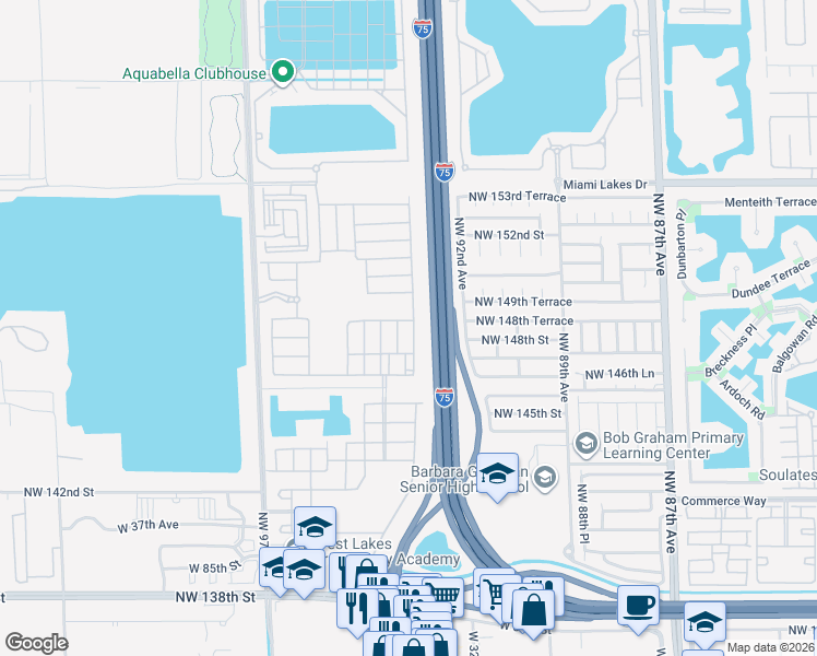 map of restaurants, bars, coffee shops, grocery stores, and more near 9386 West 32nd Lane in Hialeah