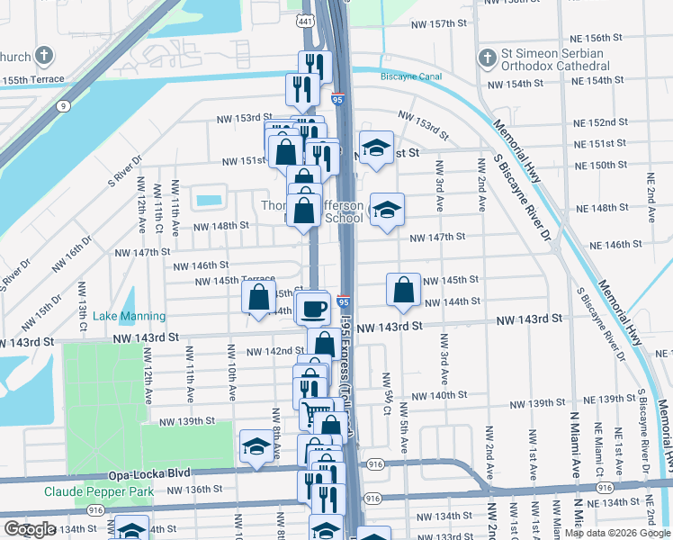 map of restaurants, bars, coffee shops, grocery stores, and more near in Golden Glades