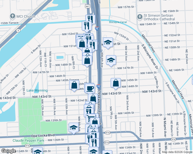 map of restaurants, bars, coffee shops, grocery stores, and more near in Golden Glades